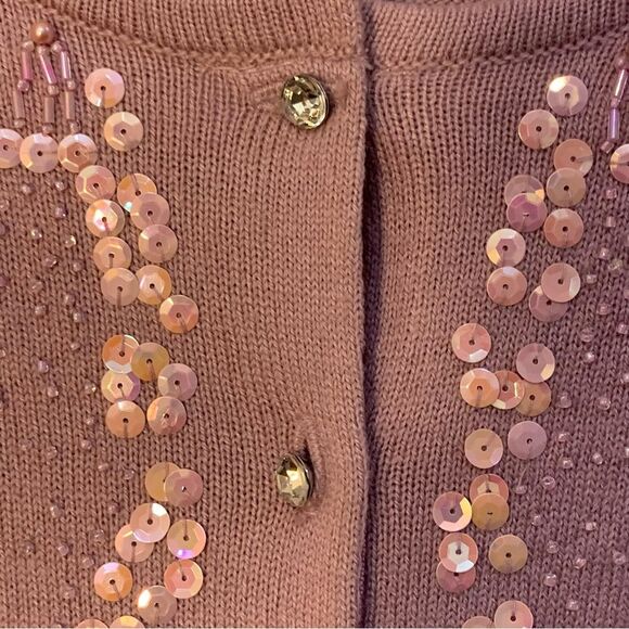 WORTHINGTON Sequence Bead Lavender Cardigan Faux Gem Buttons Women 1X. - Picture 5 of 12
